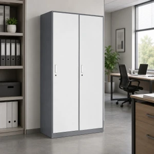  ארון לוקר טוקיו  2 דלתות עם תלייה    אפור | לבן MUGRABI  רוחב 90 | עומק 45 | גובה 180 ס"מ 