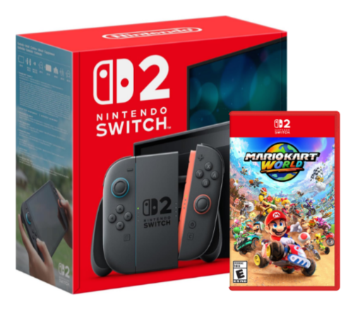 קונסולה ניידת Switch 2 Red and Blue Joy-Con + Mario Kart World Code