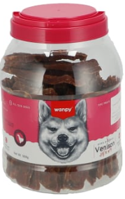 וונפי צנצנת חטיפי פילה ג'רקי צבי לכלב 908 גרם - Wanpy Jerky Venison
