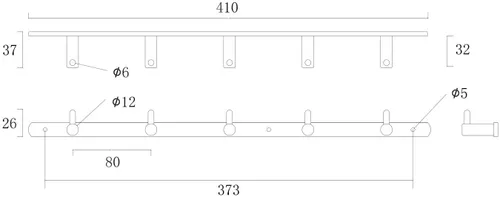קולב מגבות 5 מתלים Loft שחור מט (קידוח) מתוך קולקציית קולבים ומתלים למגבות (מראה כללי של המוצר) - פתרון פונקציונלי ואסתטי לארגון הבית