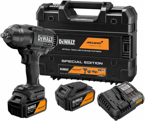 מפתח בוקסות נטען DEWALT DCF99MP2T 18V XR מהדורת McLaren - ערכה עם שתי סוללות 5 אמפר, מטען וארגז TSTAK