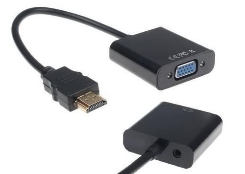 כבל ממיר HDMI TO VGA+AUDIO בשקית תלייה (מסך VGA)
