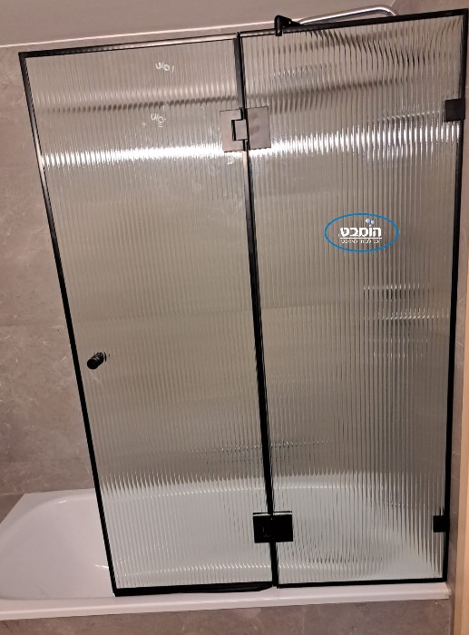 אמבטיון קבוע+ דלת זכוכית גלים גלינה פירזול שחור 8 מ"מ לפי מידה