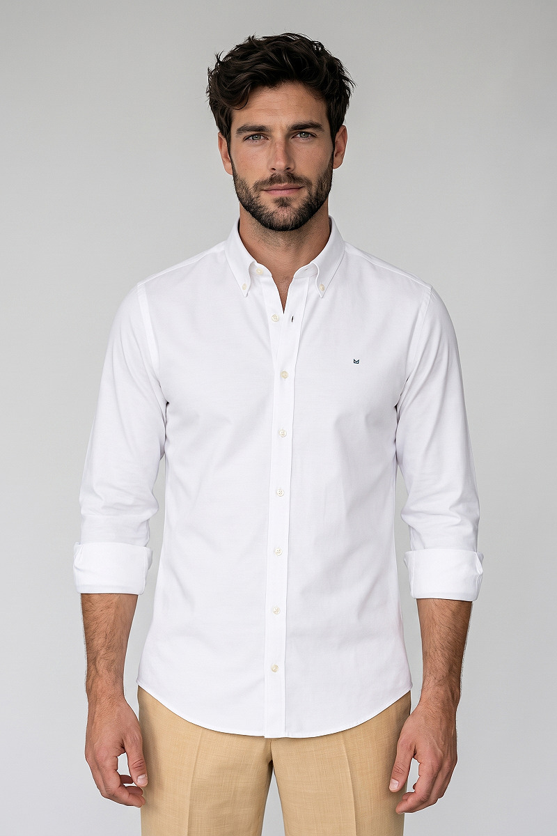 חולצה לבנה NON IRON בד אוקספורד
