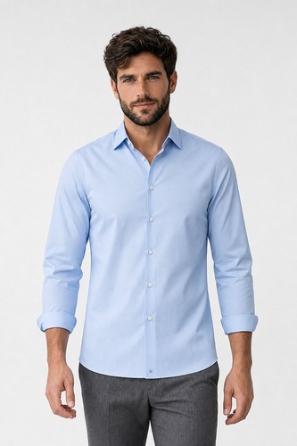 חולצה תכלת NON IRON בד טוויל