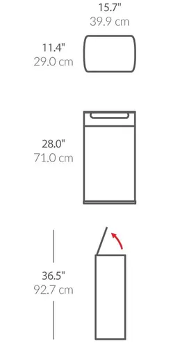 פח טאץ מלבני 40 ליטר - SimpleHuman מוברש K32