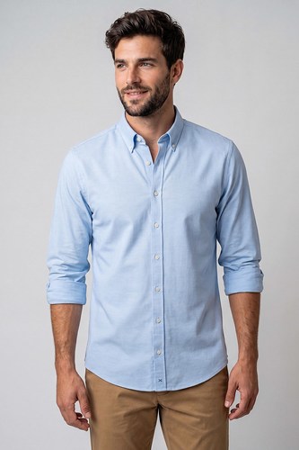 חולצה תכלת NON IRON בד אוקספורד