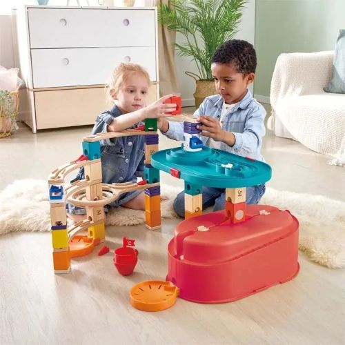 Hape סט בניית מסלולי גולות בדלי אחסון Hape