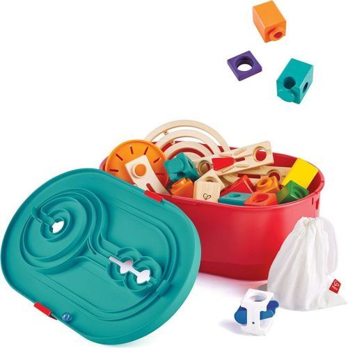 Hape סט בניית מסלולי גולות בדלי אחסון Hape
