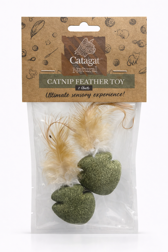קטגט מארז דגי קטניפ עם נוצות לחתול 2 יח' Catagat Natural