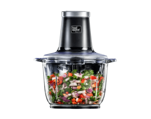 קוצץ ירקות חשמלי עוצמתי במיוחד 500W. מיכל זכוכית 2 ליטר | מבית Food appeal