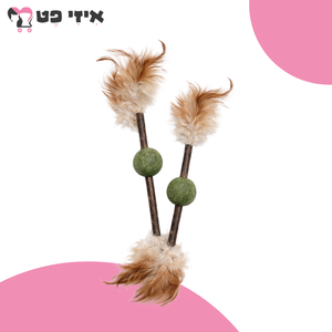 קטגט מארז מקלות מטאטבי עם כדור קטניפ ונוצות לחתול 2 יח