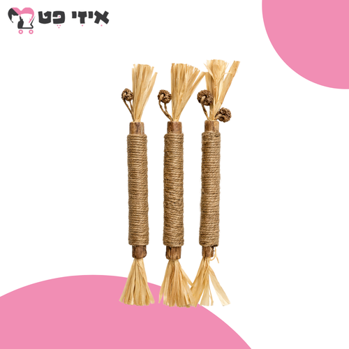 קטגט מארז מקלות מטאטבי עם רפיה ופירות לחתול 3 יח' Catagat Natural