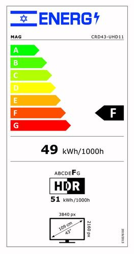 טלוויזיה מאג MAG 43” UHD LED SMART TV CRD43-UHD11 