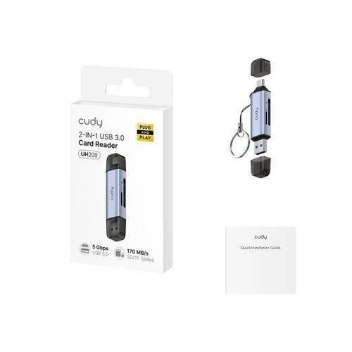 קורא כרטיסים CUDY 2-IN-1 Dual USB 3.0 SD/TF Card UH200