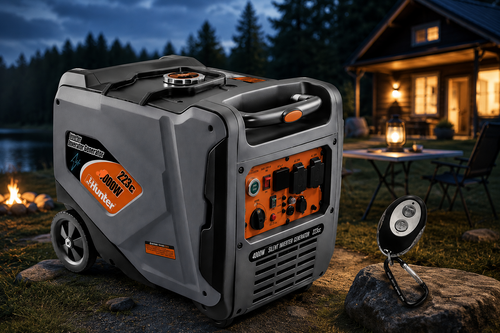 גנרטור מושתק  אינוורטר 5500 w הנעה חשמלית וידנית כולל שלט אלחוטי 101000-019 HUNTER