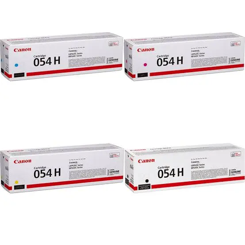 סט טונרים מקוריים Canon 054H (תפוקת דפים בשחור 3,100 דף, בכל צבע 2,300 דף)