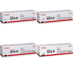 סט טונרים מקוריים Canon 054H (תפוקת דפים בשחור 3,100 דף, בכל צבע 2,300 דף)