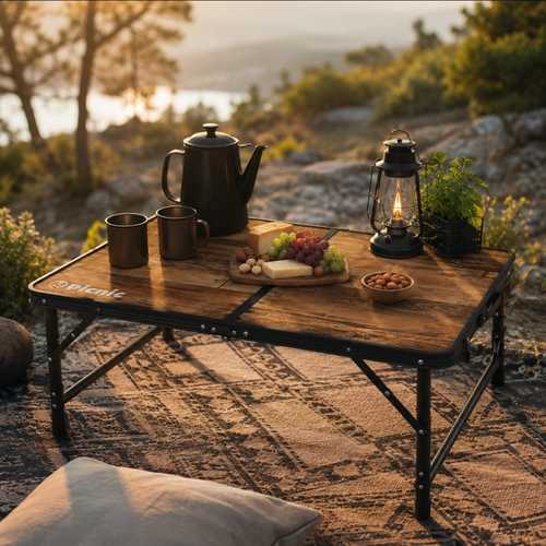 שולחן פיקניק מתקפל מחוזק | בגימור עץ | Woodlook Picnic Table