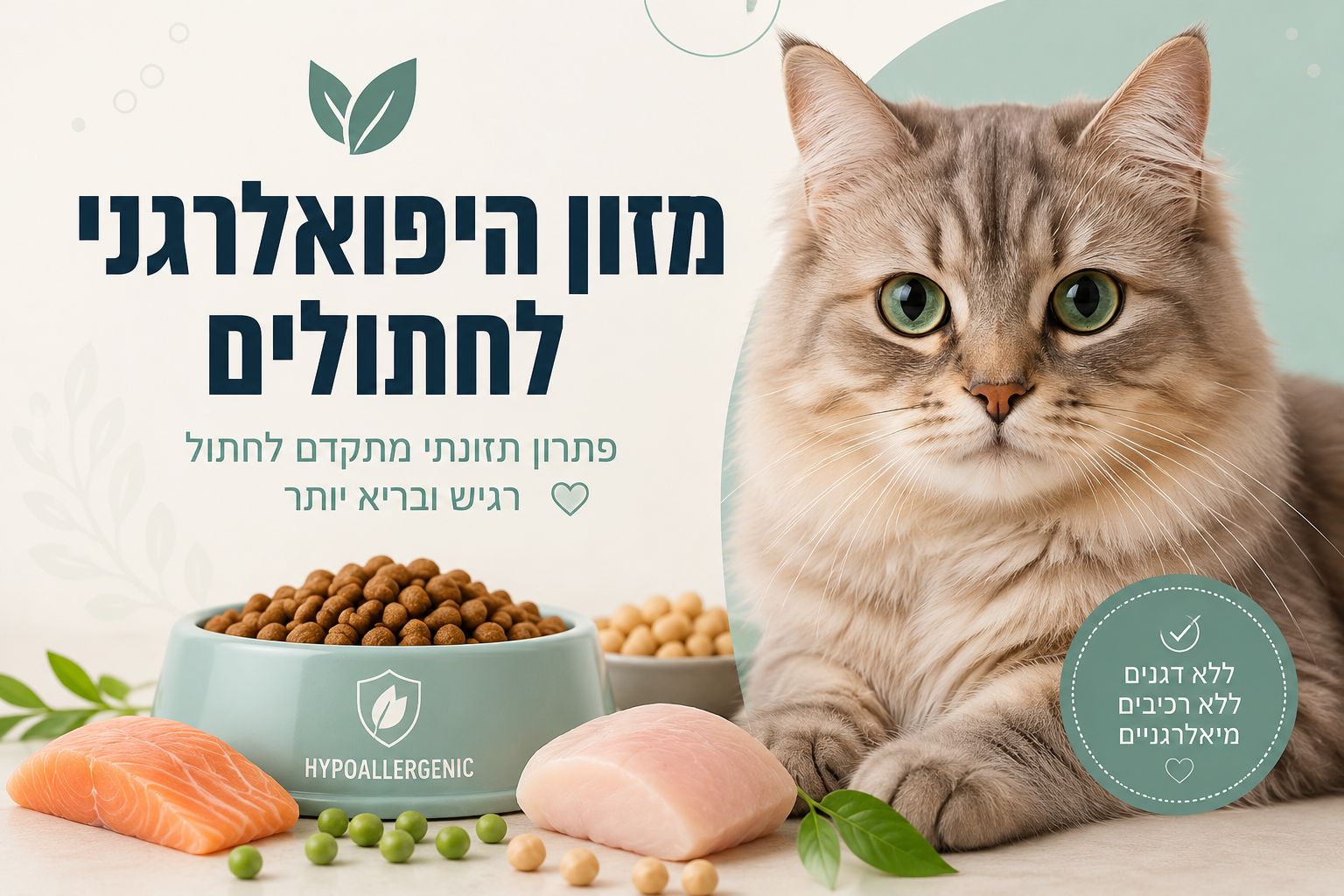אוכל היפואלרגני לחתול — כל מה שצריך לדעת