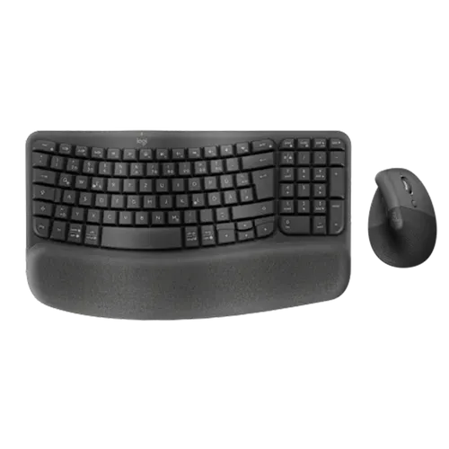 סט מקלדת ועכבר ארגונומי Logitech Wave Keys and Lift Combo Graphite HEB לוגיטק
