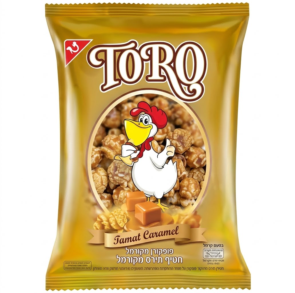 TORO - חטיף פופקורן בטעם קרמל 55 גרם 