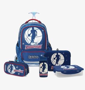 המארז המושלם TROLLEY Basket Ball סט תיק גב + 3 חלקים X FIX טרולי -כדורסל כחול/אדום