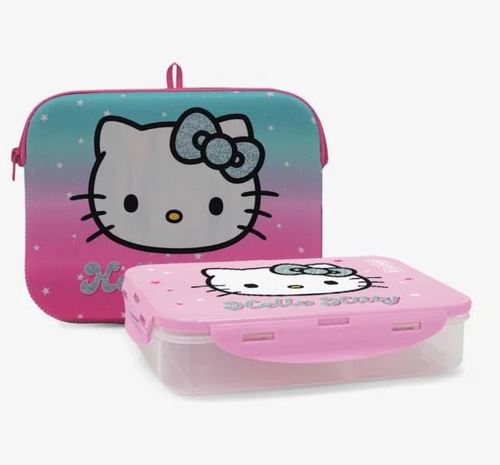 המארז המושלם  TROLLEY Hello Kitty סט תיק גב + 3 חלקים X FIX טרולי - הלו קיטי ורוד/גרדיאנט