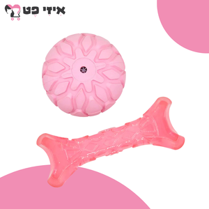 פופוס סט צעצועים עצם וכדור ורוד לגורי כלבים FOFOS