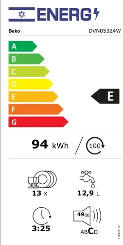 מדיח כלים רחב דגם DVN05324W בקו Beko לבן