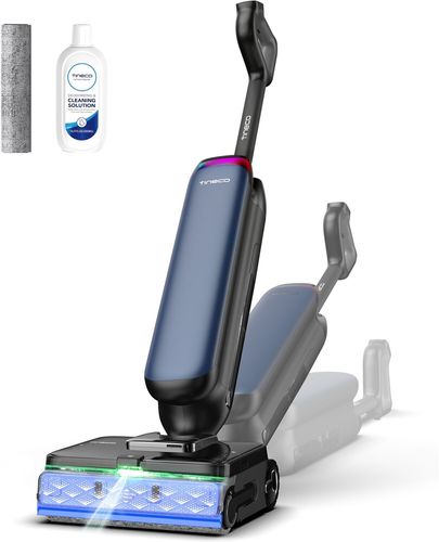 שואב שוטף אלחוטי חכם Tineco FLOOR ONE STATION S9 מוצב בתחנת העגינה החכמה שלו.