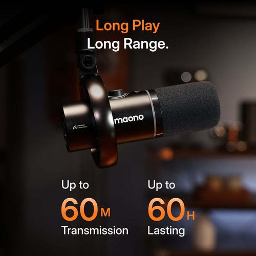 Maono PD200WS USB מיקרופון פודקאסט דינמי מגוון חיבורים - אלחוטי או כבל USB או כבל XLR