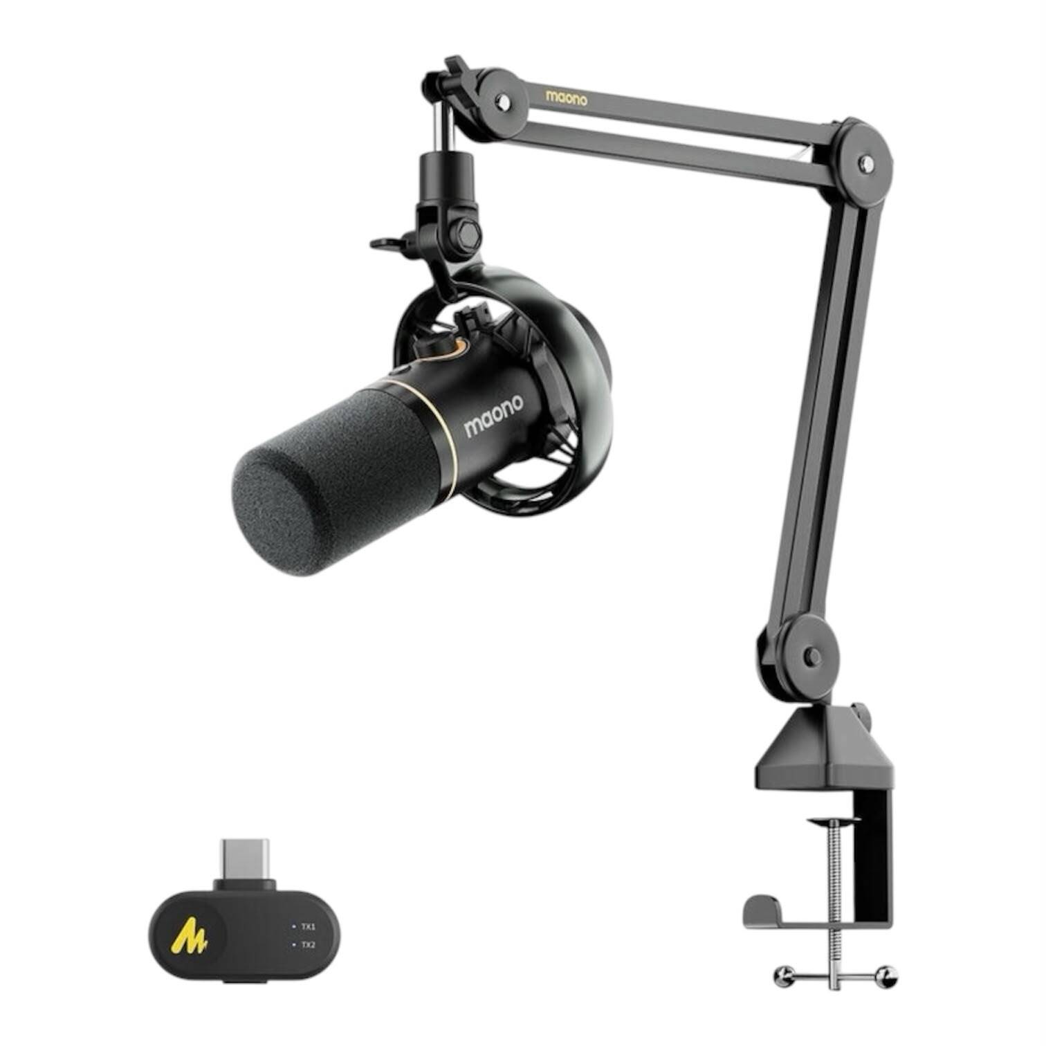 Maono PD200WS USB מיקרופון פודקאסט דינמי מגוון חיבורים - אלחוטי או כבל USB או כבל XLR