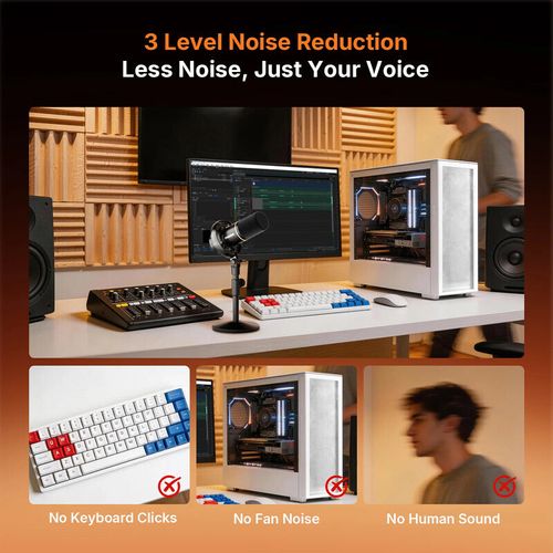 Maono PD200WT USB מיקרופון פודקאסט דינמי מגוון חיבורים - אלחוטי או כבל מיקרופון או כבל