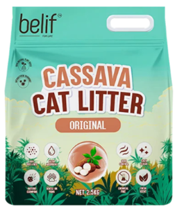 חול חתולים מתגבש בילייף קסוואה טבעי 2.5 ק"ג - belif Cassava Cat Litter