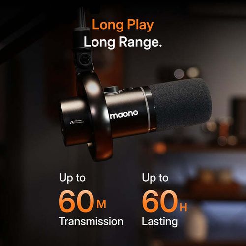 Maono PD200WS USB מיקרופון פודקאסט דינמי מגוון חיבורים - אלחוטי או כבל USB או כבל XLR