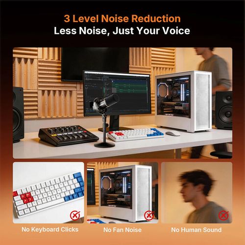 Maono PD200WT USB מיקרופון פודקאסט דינמי מגוון חיבורים - אלחוטי או כבל מיקרופון או כבל