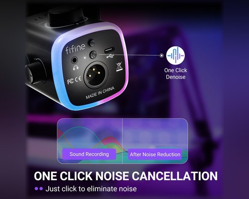 Fifine AmpliGame AM9 — מיקרופון גיימינג ופודקאסט דינמי USB-C + XLR עם וסת Game/Chat, Tap-to-Mute ו-RGB