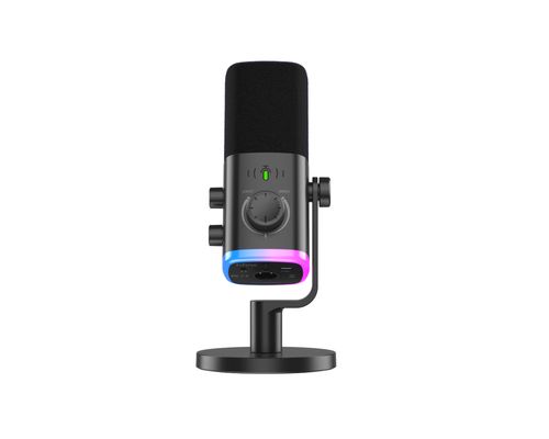 Fifine AmpliGame AM9 — מיקרופון גיימינג ופודקאסט דינמי USB-C + XLR עם וסת Game/Chat, Tap-to-Mute ו-RGB