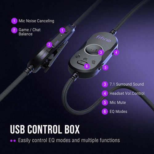 FIFINE AmpliGame H13 — אוזניות גיימינג USB עם 7.1 Surround, RGB, ומיקרופון ANC