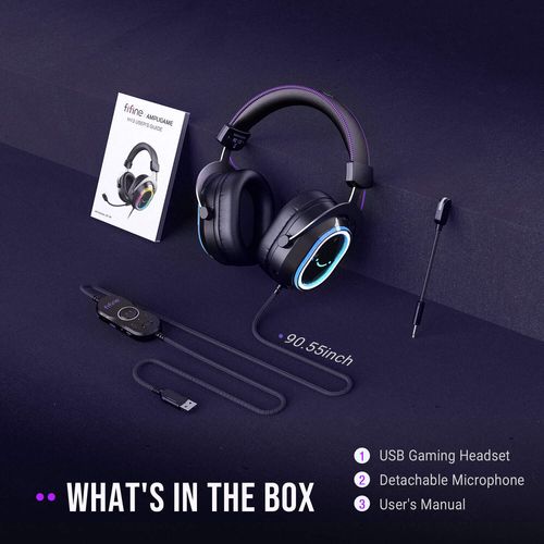 Fifine AmpliGame H13 — אוזניות גיימינג USB עם 7.1 Surround, RGB, ומיקרופון ANC
