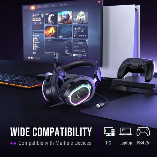 Fifine AmpliGame H13 — אוזניות גיימינג USB עם 7.1 Surround, RGB, ומיקרופון ANC