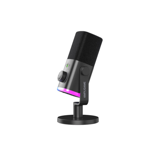 FIFINE AmpliGame AM9 — מיקרופון גיימינג ופודקאסט דינמי USB-C + XLR עם וסת Game/Chat, Tap-to-Mute ו-RGB