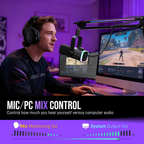 מיקרופון סטרימינג Fifine AmpliGame AM8PROT - ערכה עם זרוע שולחנית 30