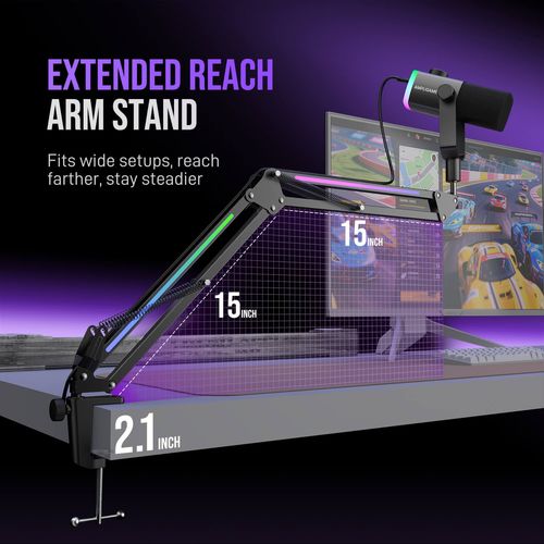 מיקרופון סטרימינג Fifine AmpliGame AM8PROT - ערכה עם זרוע שולחנית 30