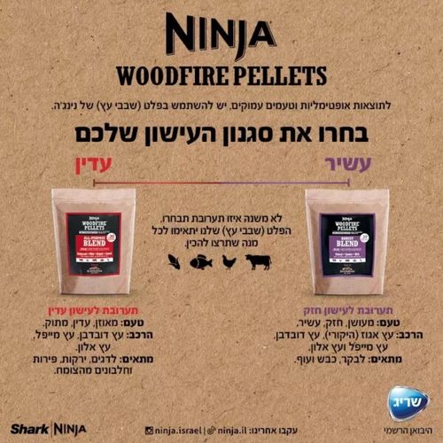 גריל + מעשנה ‏ ‏חשמלי Ninja Woodfire Pro XL OG853 נינג'ה