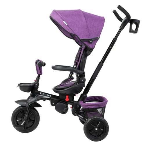 תלת אופן מתקפל 4 ב 1 דגם Xplorer עם כיסא נשכב ומסתובב 360 וגלגלי EVA ללא תקרים - סגול