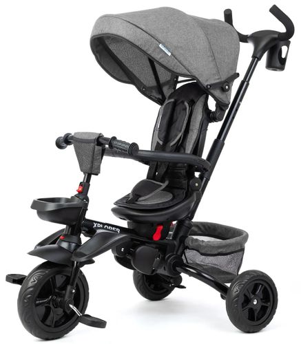 תלת אופן מתקפל 4 ב 1 דגם Xplorer עם כיסא נשכב ומסתובב 360 וגלגלי EVA ללא תקרים - אפור