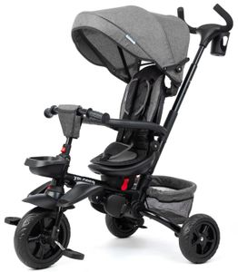 תלת אופן מתקפל 4 ב 1 דגם Xplorer עם כיסא נשכב ומסתובב 360 וגלגלי EVA ללא תקרים - אפור