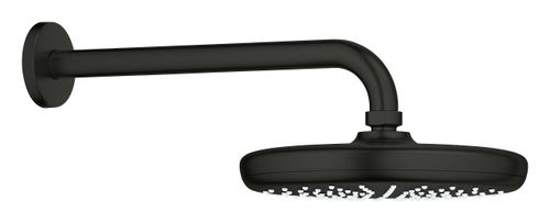 ראש מקלחת עגול + זרוע מקלחת TEMPESTA 210 שחור מט | Grohe